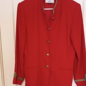 Kasper Red and Gold Blazer with Tailored Fit and Notched Lapel